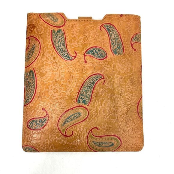 Tooled Faux Leather Paisley Tablet Case - Tan/Green/Red, 10.5"x9" - Picture 2 of 6